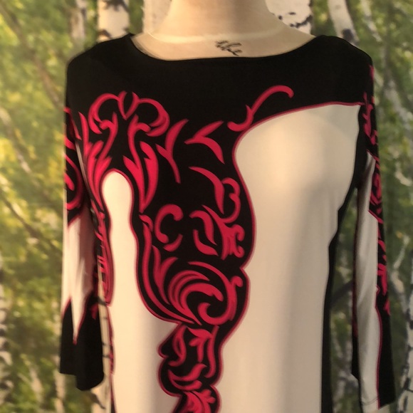 MT Collection XXL Asymmetric bl/wh hot pink Dress - Picture 5 of 8